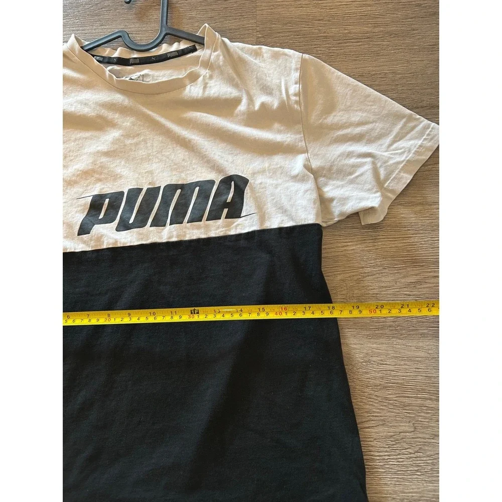 Puma Color‎ Block T Shirt White Black Logo Men's Size Medium - Picture 8 of 9